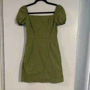 SHEIN Green Puff Sleeve Sheath Dress Wedding